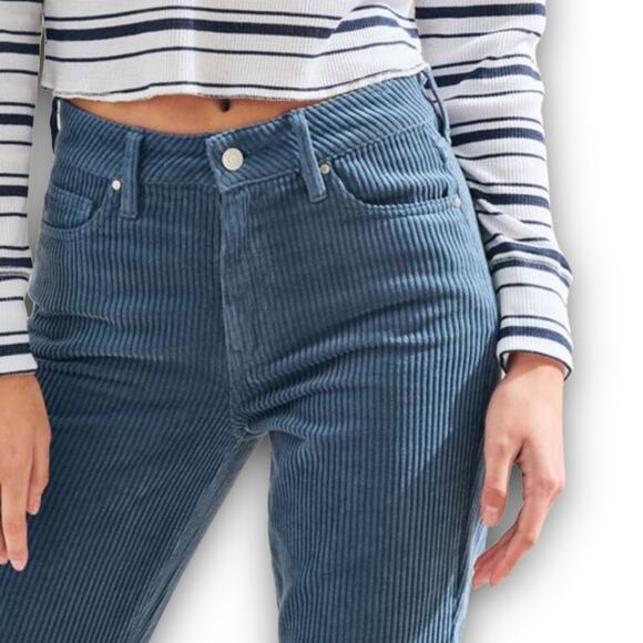 PacSun High Rise Mom Corduroy Ankle Pants Jeans Tapered Leg Relaxed Blue Size 27 - Picture 3 of 8